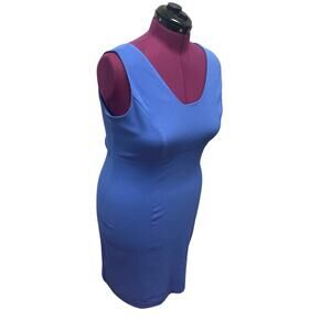 Amanda Smith Plus Size 16 Sleeveless Deep V-Neck Body Con Stretchy Midi Dress